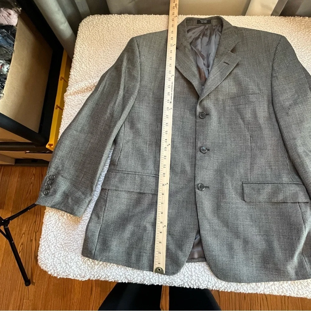 Jones New York Mens Brown 100% Wool Tweed Blazer Sport Coat Jacket  3 Button